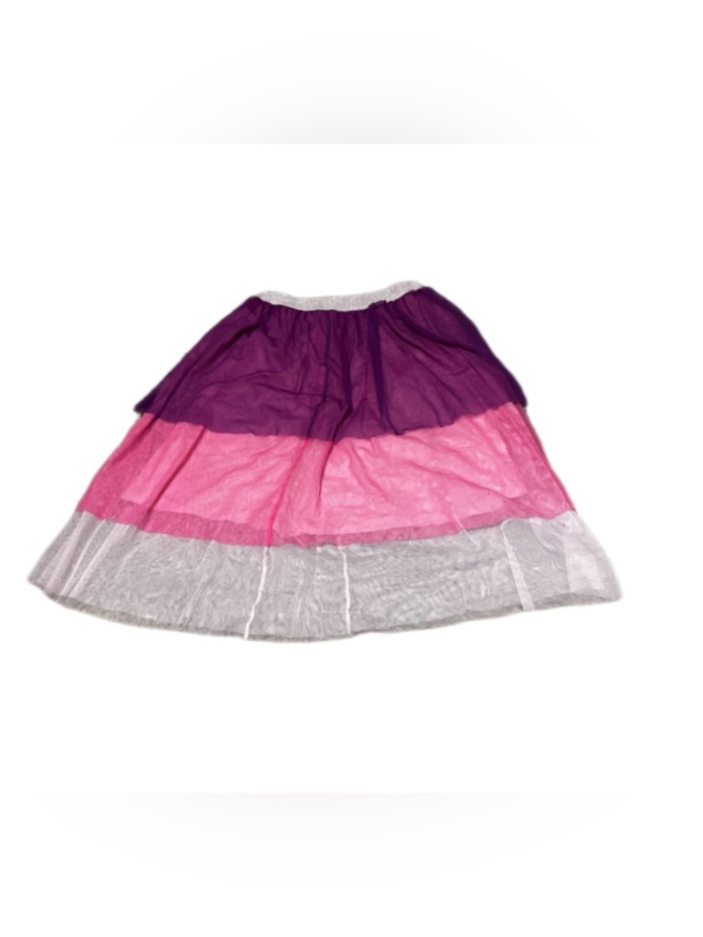 Layered Banded Ombre Tulle Skirt - Pink to Purple and silver size 14